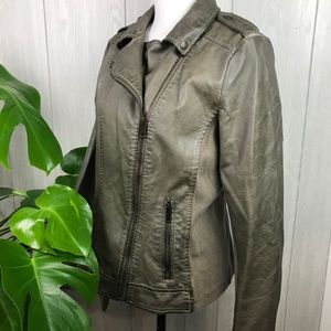Sebby jacket moto style faux leather full zip with pockets